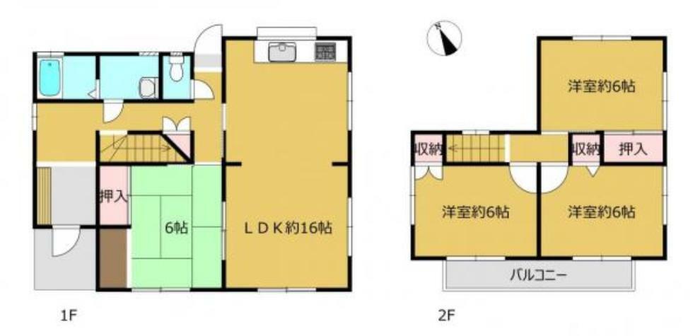 間取り図 【間取り図】リフォーム後間取り図です。LDKは家族団らんの場、2階はプライベートの場として生活できますね。