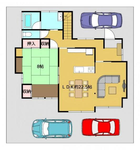 区画図 【区画図】駐車スペースは3台分確保（車種によります）。複数台お車を所有されている方にもおすすめです。