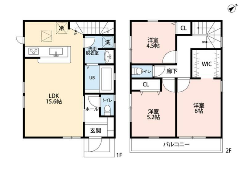 間取り図 1階がリビングのみなので、開放感とアットホームな雰囲気が感じられますね＾＾主寝室には収納力豊富なウォークインクローゼット付き。