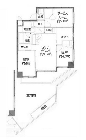 間取り図 専用庭のある1階居室