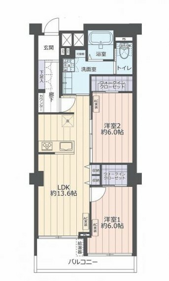 間取り図 【間取り図:2LDK＋2WIC】2箇所の大型WICなど設計士拘りの間取りになっております。