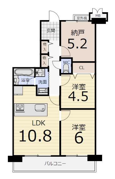 サンシティ北花田(3LDK) 3階の間取り