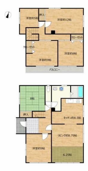 間取り図 【間取り】6LDKの広い間取りです。それぞれバラエティに富んだお部屋ですので家族間でのチョイスも楽しんで頂けます。