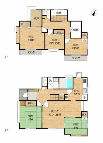 間取り図 【リフォーム後間取り】5SLDKの間取りです。大人数のご家庭でもお部屋を確保できます。住み心地のよい住宅にリフォームしました。