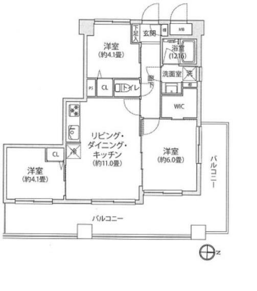 ライオンマンション武蔵新城第3(3LDK) 5階の間取り