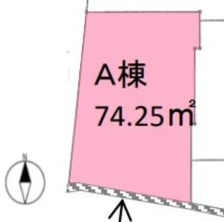 土地図面 A号棟　土地74.25平米　建物115.72平米