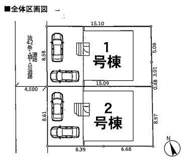区画図 4LDK＋2.2帖納戸＋ルーフバルコニー＋カースペース2台