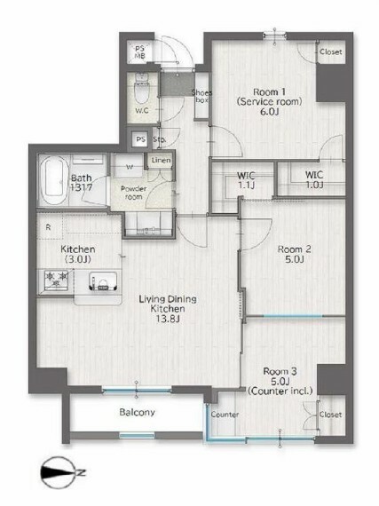 間取り図 広々使える3LDKです。