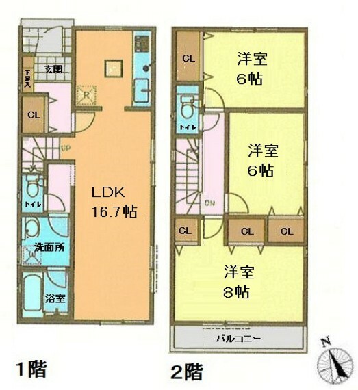 間取り図 ■建物面積:87.48平米2階建て3LDK新築戸建