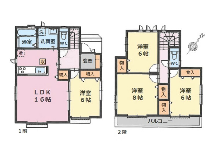 間取り図 ■建物面積:99.37平米の2階建て4LDK新築戸建（全室6帖以上）