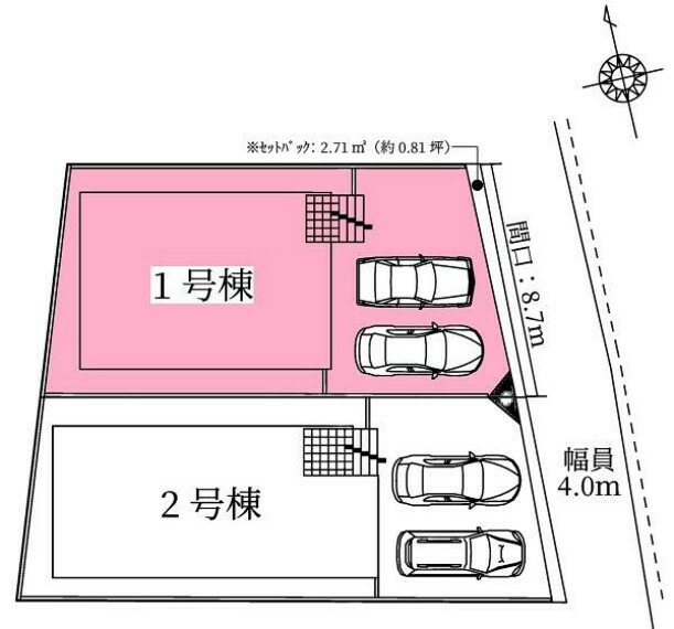 区画図 敷地面積:137.25平米　お車敷地内2台駐車可能です（車種による）