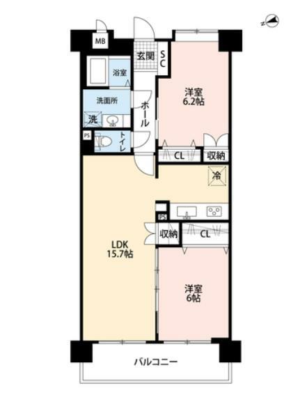 LDKと隣接する洋室を合わせると約21帖の大空間となります。居室は6帖以上でゆったり。