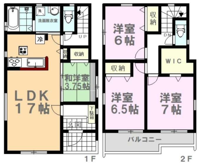 間取り図 2階3部屋は全室6帖以上のゆとりある間取りで ご家族それぞれのお時間も大切に出来ます。