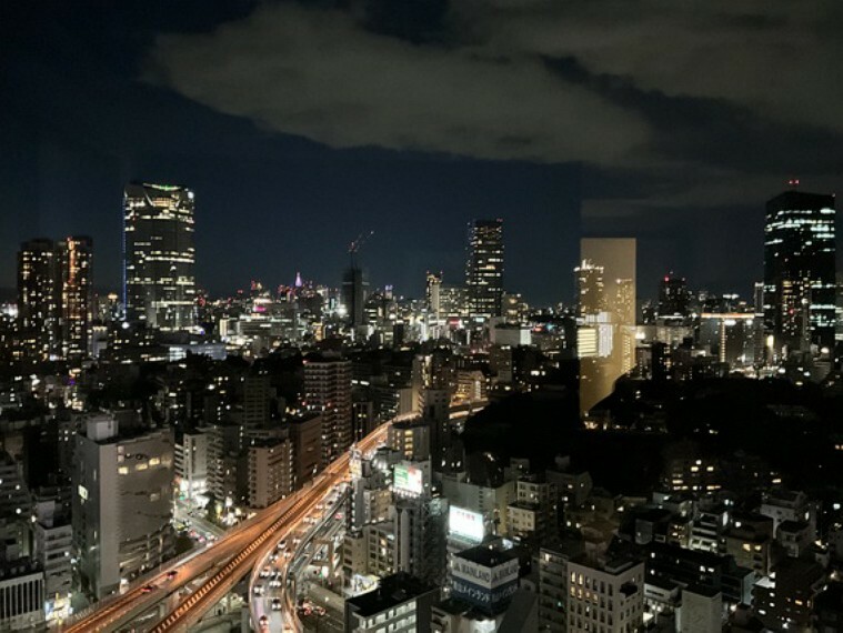 リビングルームからは、東京タワーや六本木ヒルズ、港区の夜景を一望できます。