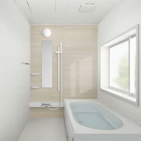 浴室 【同仕様写真/ユニットバス】浴室はハウステック製の新品のユニットバスに交換致します。浴槽には滑り止めの凹凸があり、床は濡れた状態でも滑りにくい加工がされている安心設計です。