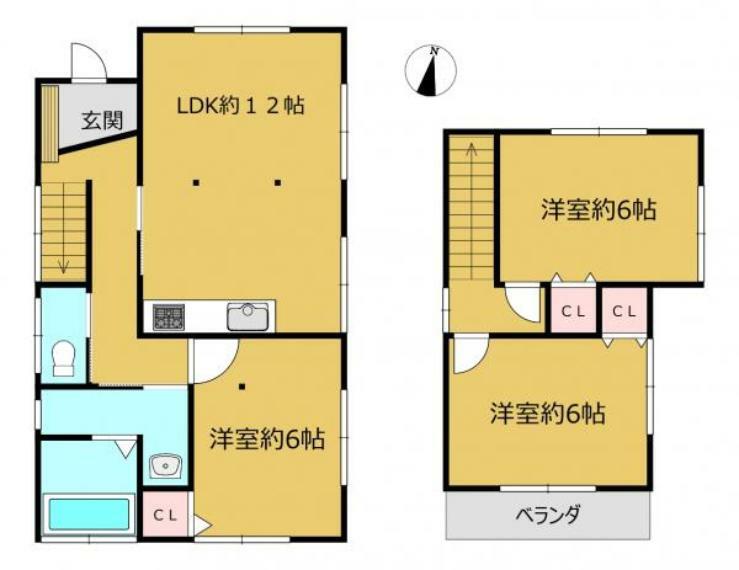 間取り図 【間取り図】リフォーム後間取り図です。全居室を洋室に変更致しました。