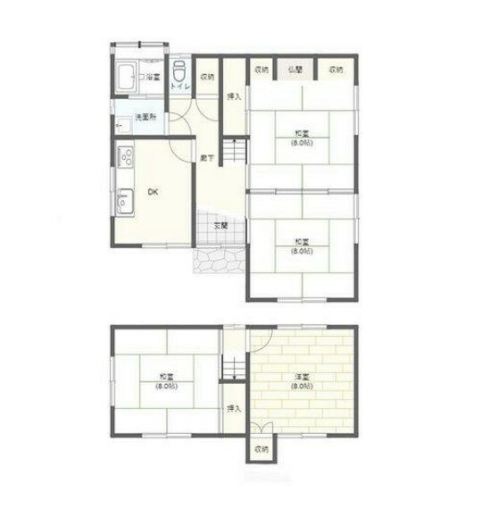 間取り図 4DKの間取り。お子様の部屋がしっかり確保できる間取りですよ