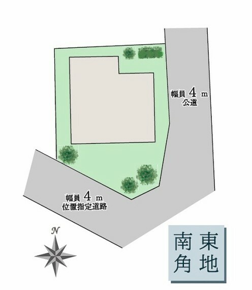 区画図 周辺には高い建物がなく、陽当たりを遮るものはありません。