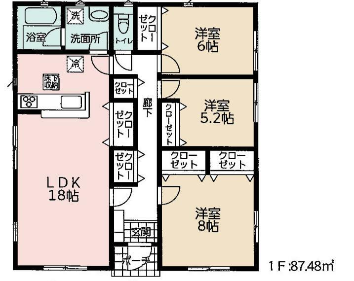 間取り図 新築戸建の3LDKは、人気の間取りとなるため、数多くの物件を取り揃えています。広いリビングルームは、家族だけでなく、知人を呼んでの食事会にも対応可能です。3部屋あるので、子供部屋にすることも可能です。