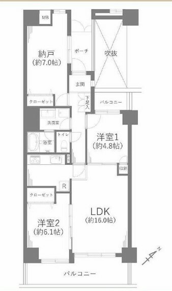 間取り図 納戸があり収納豊富です！