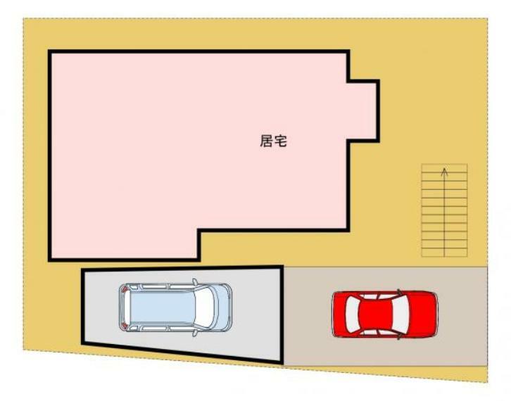 区画図 【区画図】駐車場が1台でしたが、拡張して縦列2台分のカースペースを完備致しました。