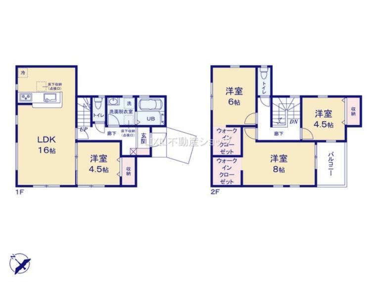 間取り図 拭き掃除も簡単な全室フローリング。 清潔に保て小さなお子様のいるご家庭にもお勧めの物件です。