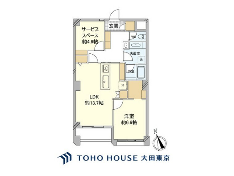 1SLDK・専有面積61.47m2・バルコニー面積3.86m2