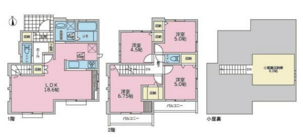 間取り図 全居室2面採光の明るいお住まい！2019年築の築浅物件！広い駐車スぺ-ス！ガーデニングが楽しめるお庭付き！