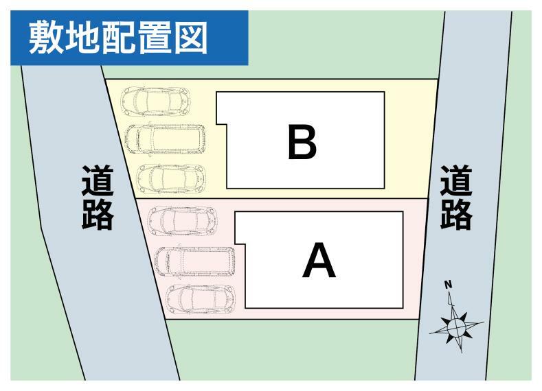 区画図 全2区画。並列駐車3台可能！