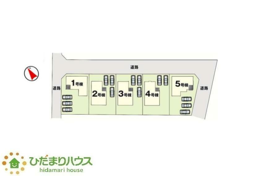 区画図 駐車スペース3台分。急な来客にも困りません！