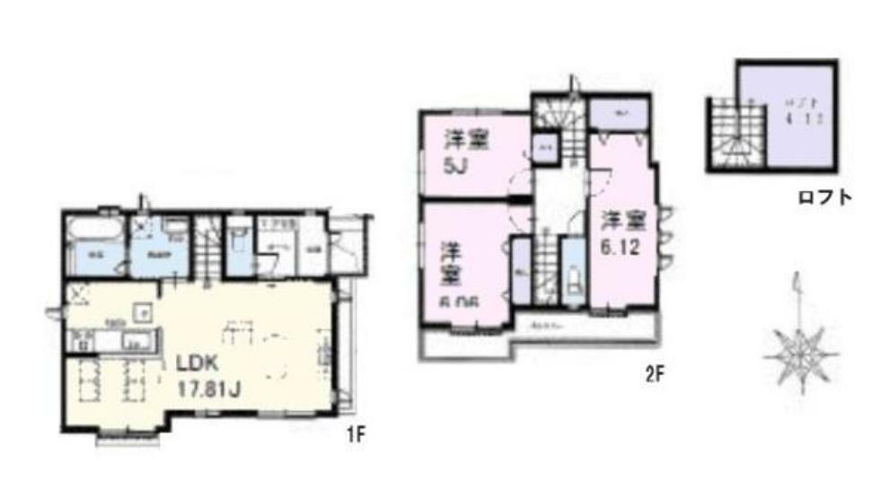 間取り図 ～House Layout～17.81帖LDK＋固定階段のロフト。全室フローリング