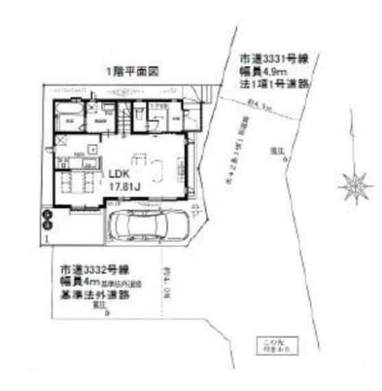 区画図 南東角地同様の日当たりの良いお住い