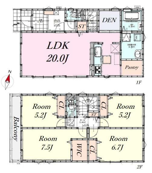 間取り図 収納豊富な4LDK。パントリーや書斎スペースあり。