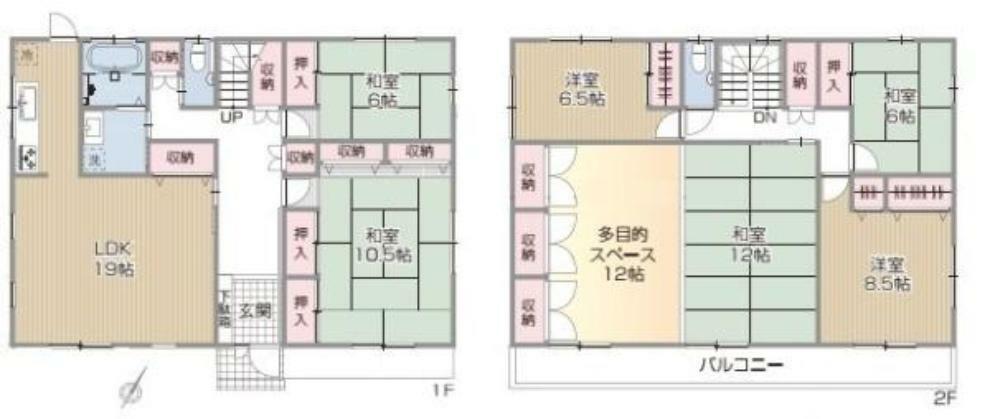 間取り図 大座敷と庭園のあるこだわりの大型6LDKの邸宅！大座敷の12帖和室は大人数での催し物に最適な広い多目的スペース付！敷地南側では本格的な庭園作りが可能です！