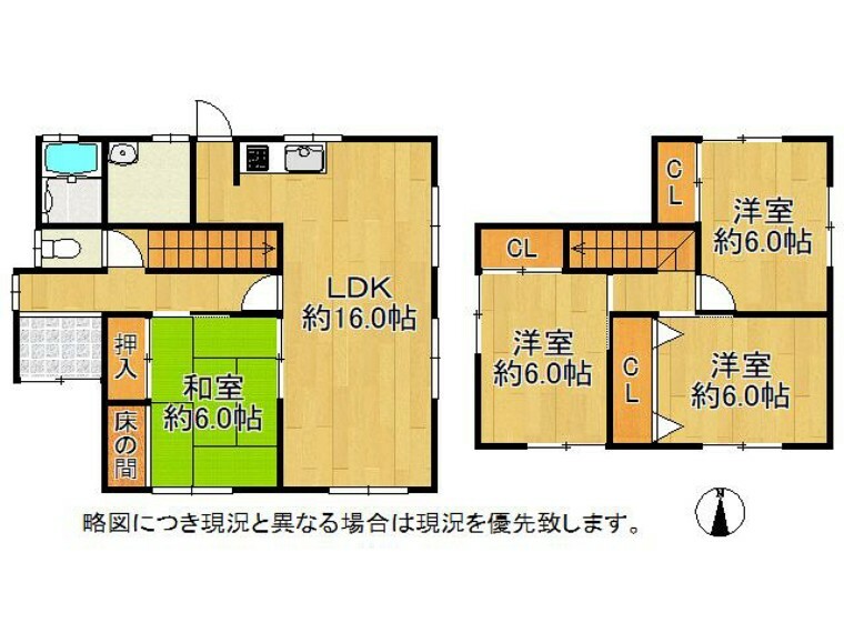 間取り図 各居室6帖以上の4LDK！