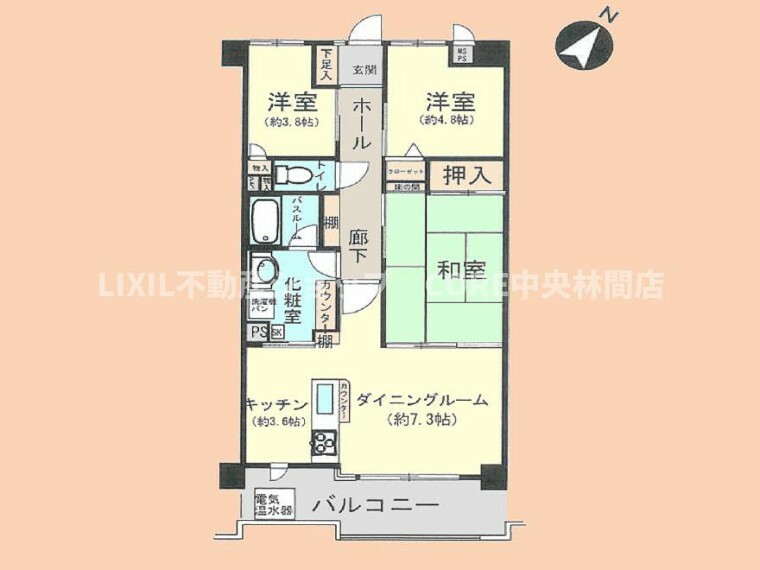 間取り図 南東向きで陽当り良好な3LDKのお部屋！すぐに内見できます！