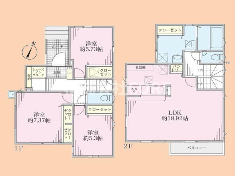 間取り図 LDK18.92帖のゆとりの住まい！SICやパントリー付で収納スペース充実してます！