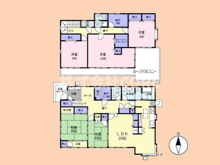 ・2世帯での入居を想定した5SLDK！全居室6帖以上。バスルームのほかにシャワールームも付いています。