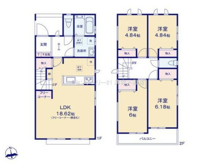 間取り図 全室2面採光の明るい室内！