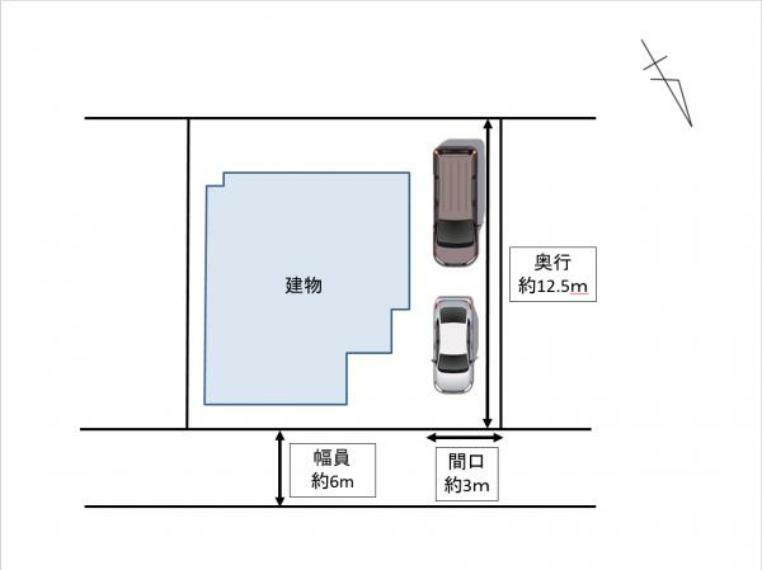 区画図 【区画図】前面道路の幅員は6mです。