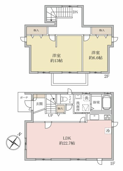 2LDK、土地面積132.255m2、建物面積108.47m2