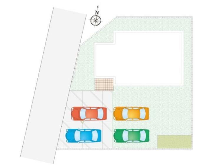 区画図 【4号棟　区画図】車4台駐車可能です！