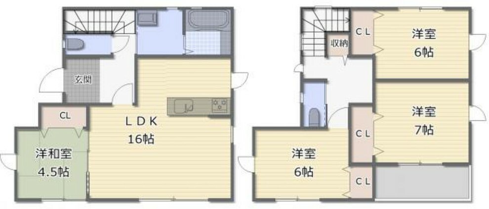 間取り図 《間取図》すべての居室に収納付きです＋*