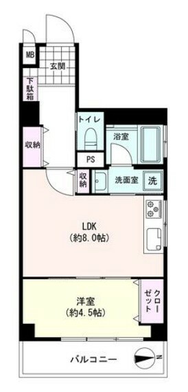 間取り図 北東角部屋です。