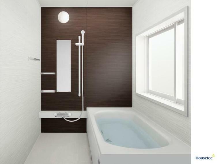 浴室 【同仕様写真】浴室はハウステック製の新品のユニットバスに交換します。浴槽には滑り止めの凹凸があり、床は濡れた状態でも滑りにくい加工がされている安心設計です。※カラーは変更になる場合があります。