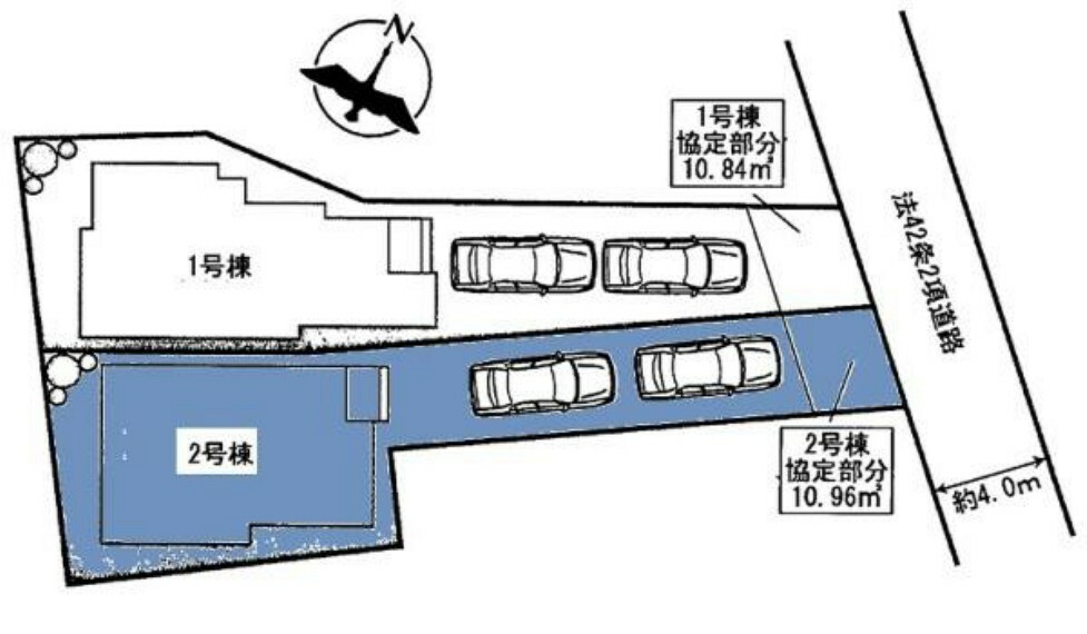 区画図 敷地面積:143.71平米　お車2台駐車可能（車種による）