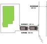 区画図 【区画図】旗竿形状の敷地です。駐車場幅約2.6m、駐車場奥行約11mのため、普通車2台縦列駐車可能です。