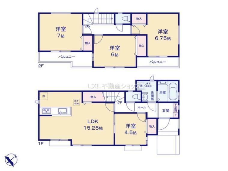 間取り図 2階3部屋は全室6帖以上のゆとりある間取りで ご家族それぞれのお時間も大切に出来ます。