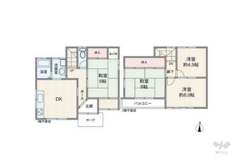 間取り図 間取りは延床面積75.35平米の4DK。