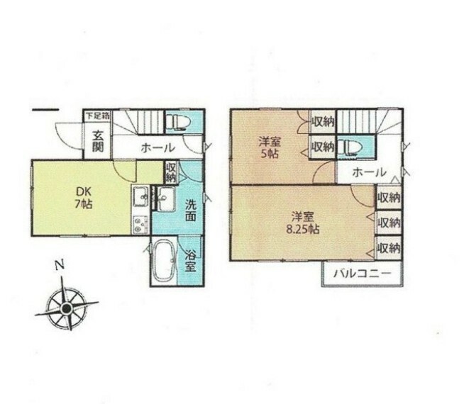 間取り図 ～珍しい2DK設計～ 2DK設計の為、あまり部屋数を必要としない方にピッタリな間取りでございます。